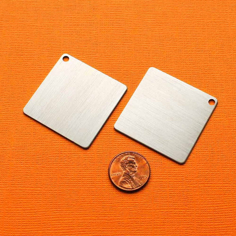 Square Stamping Blanks - Silver Aluminum - 1.5" - 5 Tags - MT386