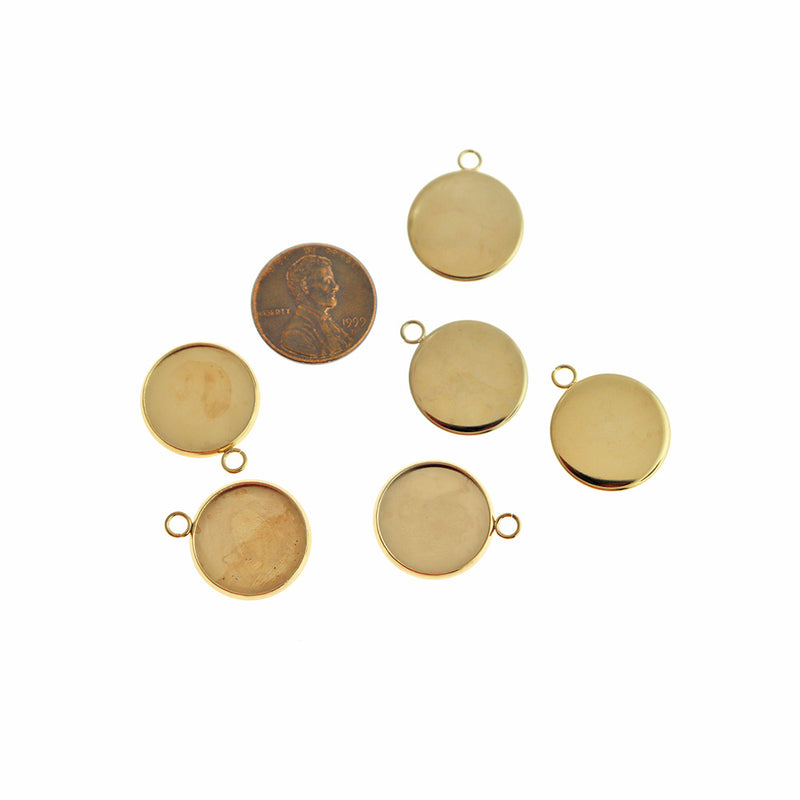 Gold Stainless Steel Cabochon Settings - 16mm Tray - 4 Pieces - CBS031
