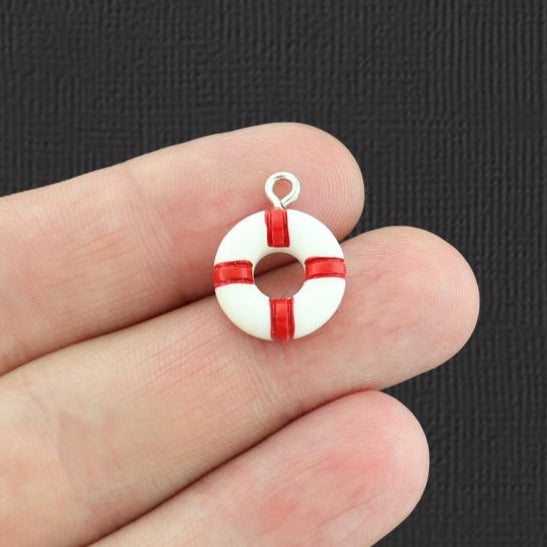 2 Red Life Ring Resin Charms - K095