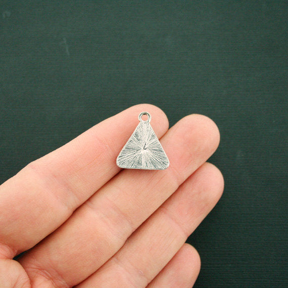 4 Turquoise Triangle Antique Silver Tone Charms with Imitation Turquoise - SC6593