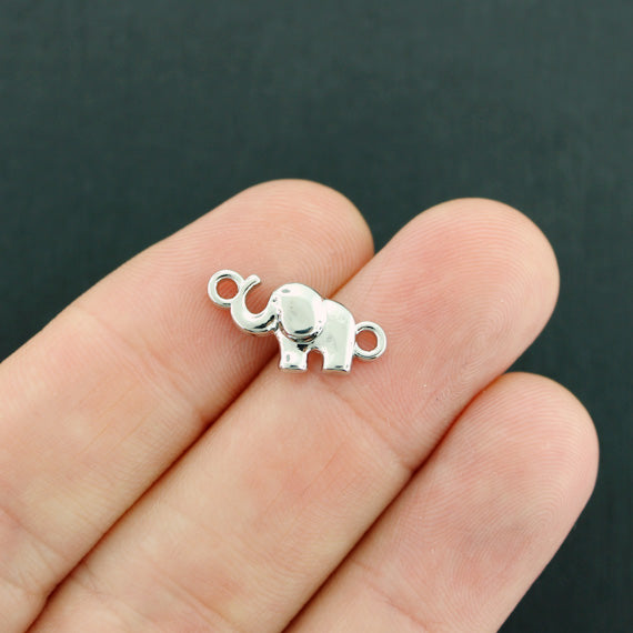 4 Elephant Connector Silver Tone Charms - SC7627