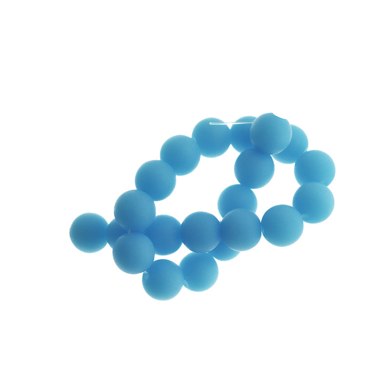 Round Cultured Sea Glass Beads 10mm - Sky Blue - 1 Strand 19 Beads - U251