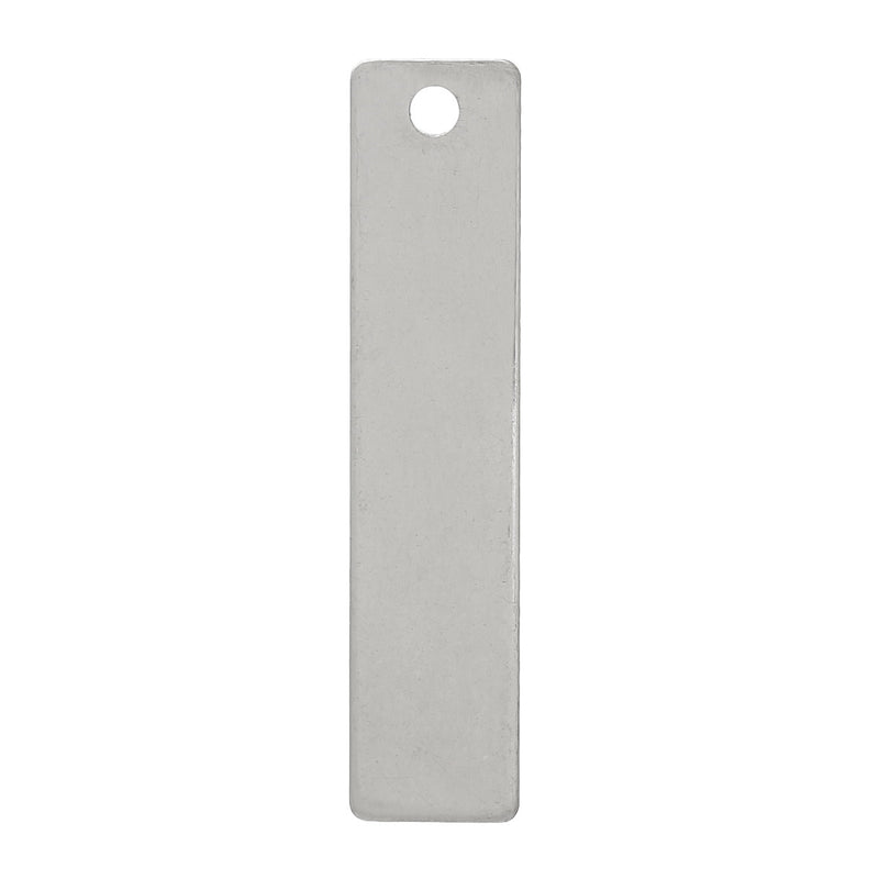 Rectangle Stamping Blanks - Stainless Steel - 40mm x 9mm - 10 Tags - MT223