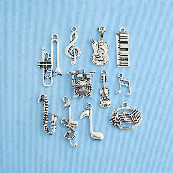 Music Charm Collection Ton argent antique 11 breloques différentes - COL013