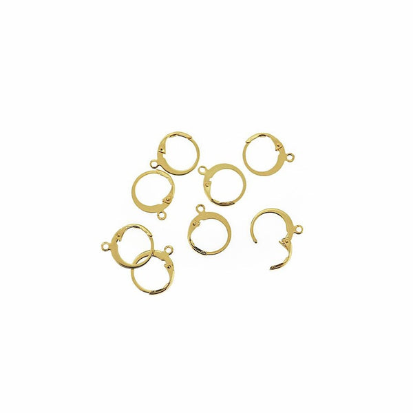 Gold Tone Stainless Steel Earrings - Lever Back Wires - 14.5mm x 12mm - 10 Pieces 5 Pairs - FD885