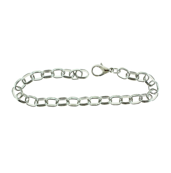 Bracelet chaîne câble argenté 7,87" - 8 mm - 10 bracelets - N608