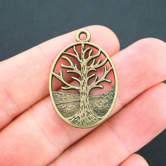 4 Tree Antique Bronze Tone Charms - BC1449