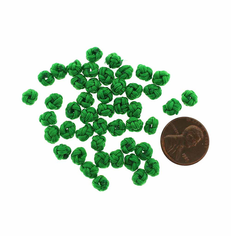 VENTE Perles rondes en polyester 5 mm x 6 mm - Vert émeraude - 20 perles - BD416