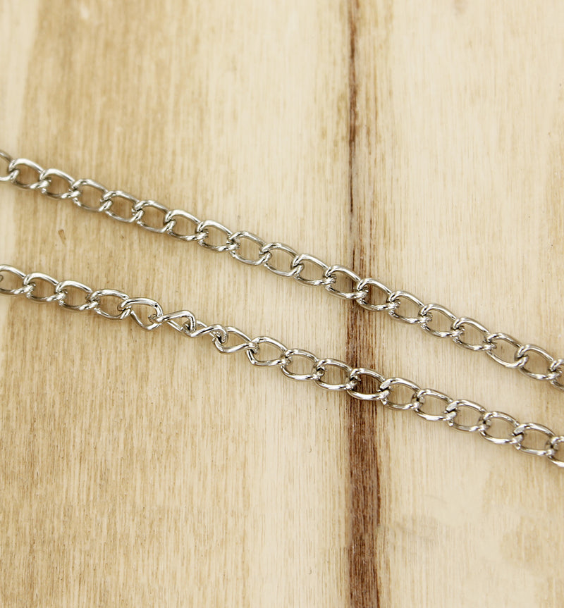 Antique Silver Tone Curb Chain Necklace 18" - 2.5mm - 12 Necklaces - N485
