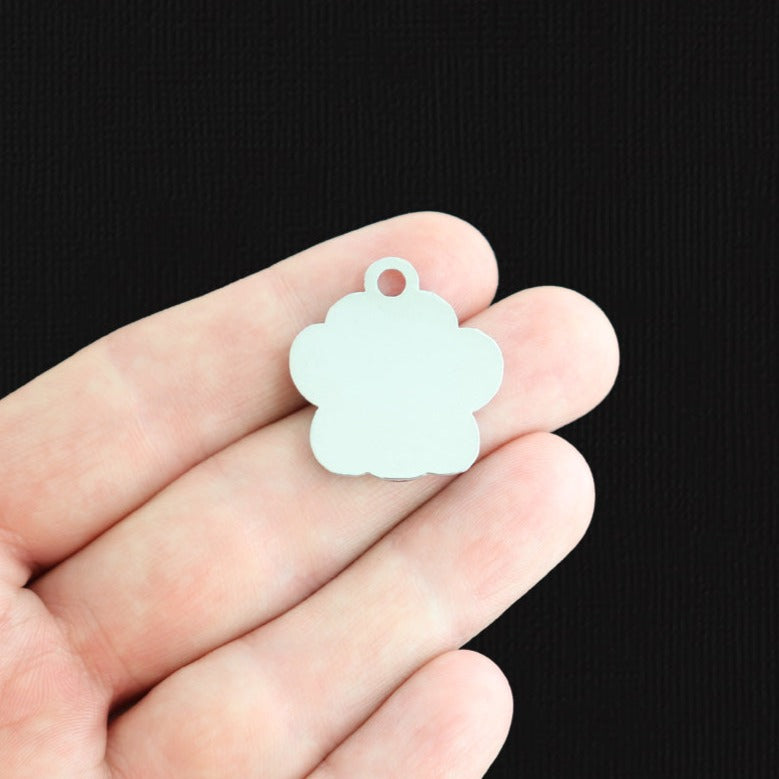 2 Red Glitter Dog Paw Silver Tone Enamel Charms - E1518