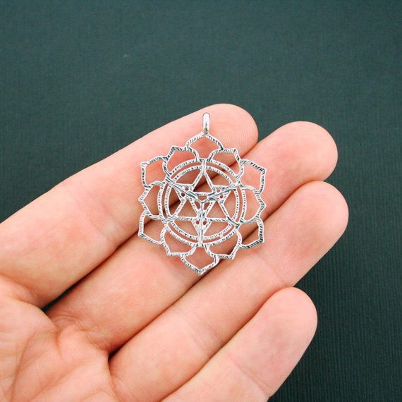 4 Merkaba Meditation Antique Silver Tone Charms - SC5900