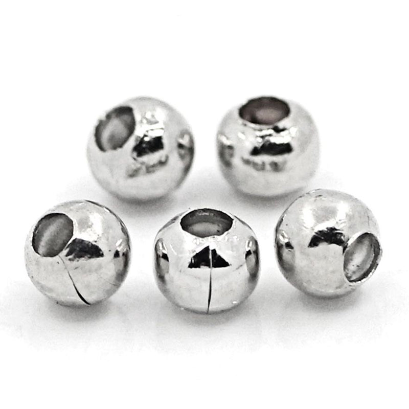 Perles intercalaires rondes 3mm x 3mm - ton argent - 1000 perles - FD112
