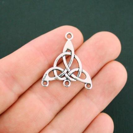 4 Celtic Knot Connector Antique Silver Tone Charms - SC5981