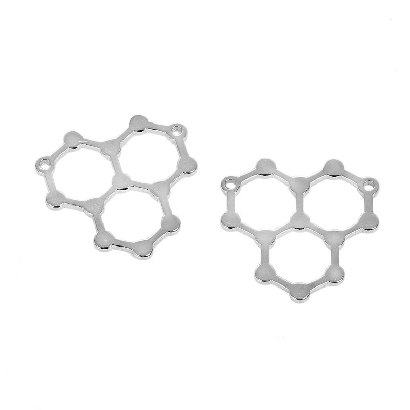 5 Water Molecule Connector Antique Silver Tone Charms - SC5607