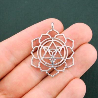 4 Merkaba Meditation Antique Silver Tone Charms - SC5900