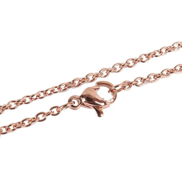 Collier Chaîne Câble Acier Inoxydable Or Rose 18" - 2mm - 1 Collier - N113