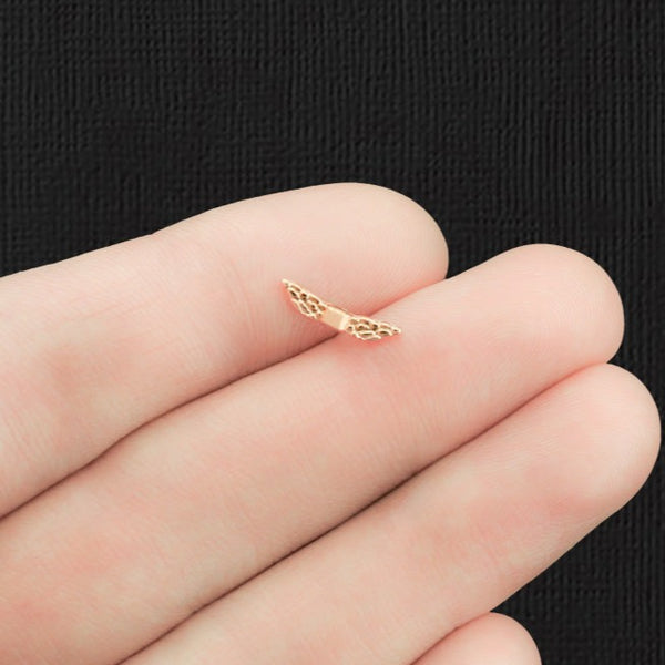 Perles d'espacement d'aile d'ange 12 mm x 3 mm - ton or rose - 50 perles - GC677