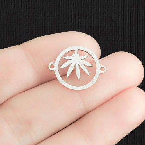 Weed Leaf Connector Stainless Steel Charm - SSP408