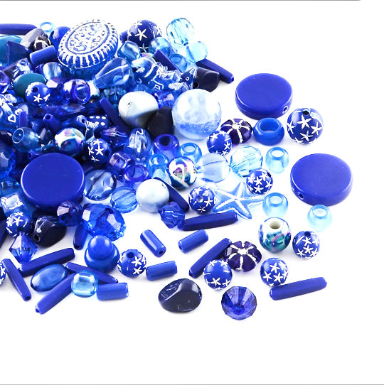 Assortiment de perles acryliques - Sachet bleu foncé - 50g 60-90 perles - BD1191