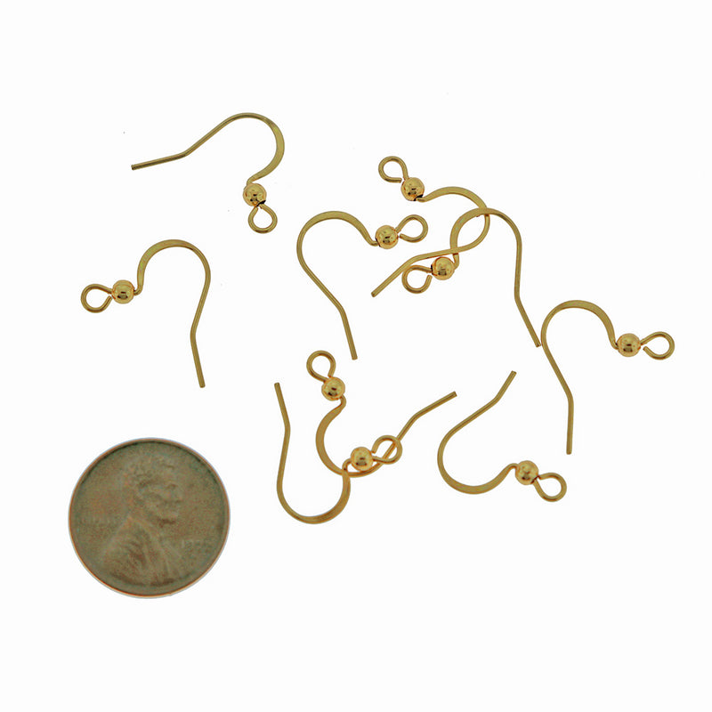 Boucles d'oreilles en acier inoxydable doré - Crochets de style français - 16 mm x 19,5 mm - 20 pièces 10 paires - FD935