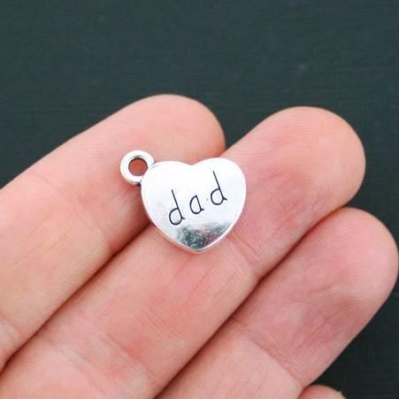 6 breloques ton argent antique papa 2 faces - SC4691