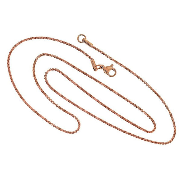 Rose Gold Stainless Steel Box Chain Necklace 20" - 1.5mm - 1 Necklace - N625