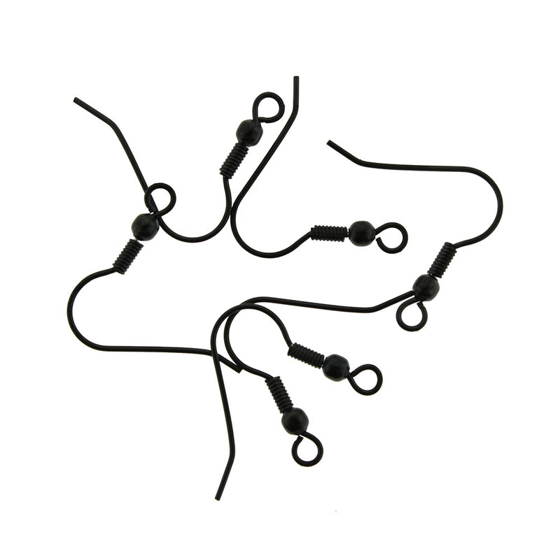 Boucles d'oreilles en acier inoxydable noir Gunmetal - Crochets de style français - 19,5 mm x 22 mm - 10 pièces 5 paires - Z1085