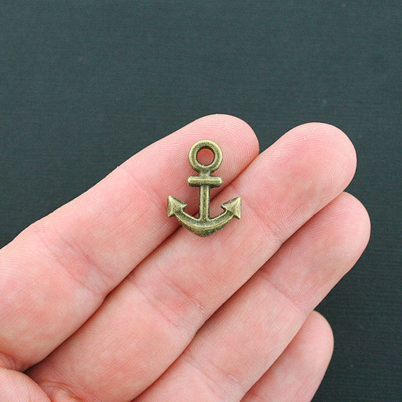 SALE 8 Anchor Antique Bronze Tone Charms 2 Sided - BC1241