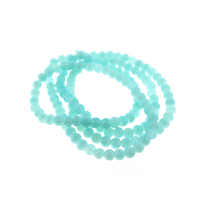 Round Glass Beads 6mm - Sky Crinkle - 1 Strand 145 Beads - BD2346