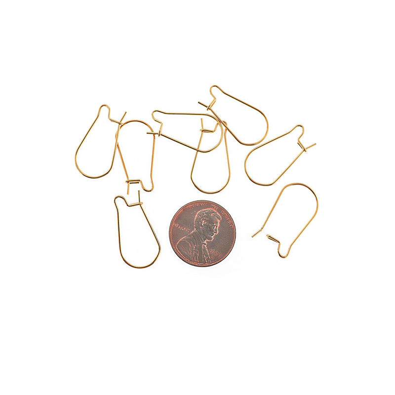 Boucles d'oreilles en acier inoxydable doré - Crochets de style rein - 22 mm x 11,5 mm - 6 pièces 3 paires - FD892