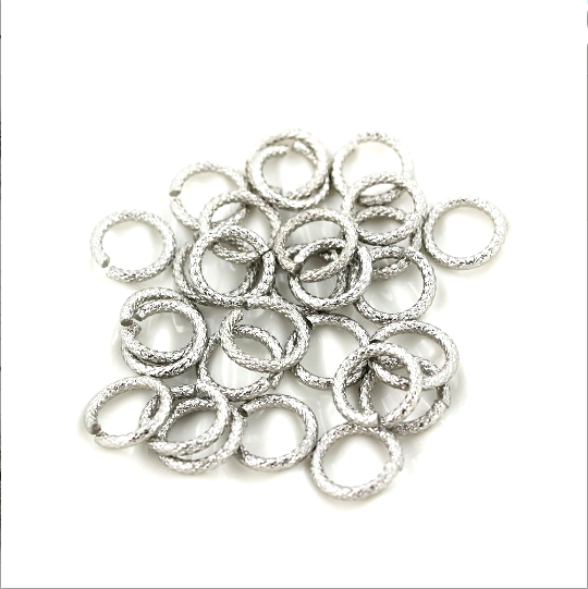 Stainless Steel Jump Rings 12mm x 2mm - Open 12 Gauge Braided Texture - 10 Rings - J105