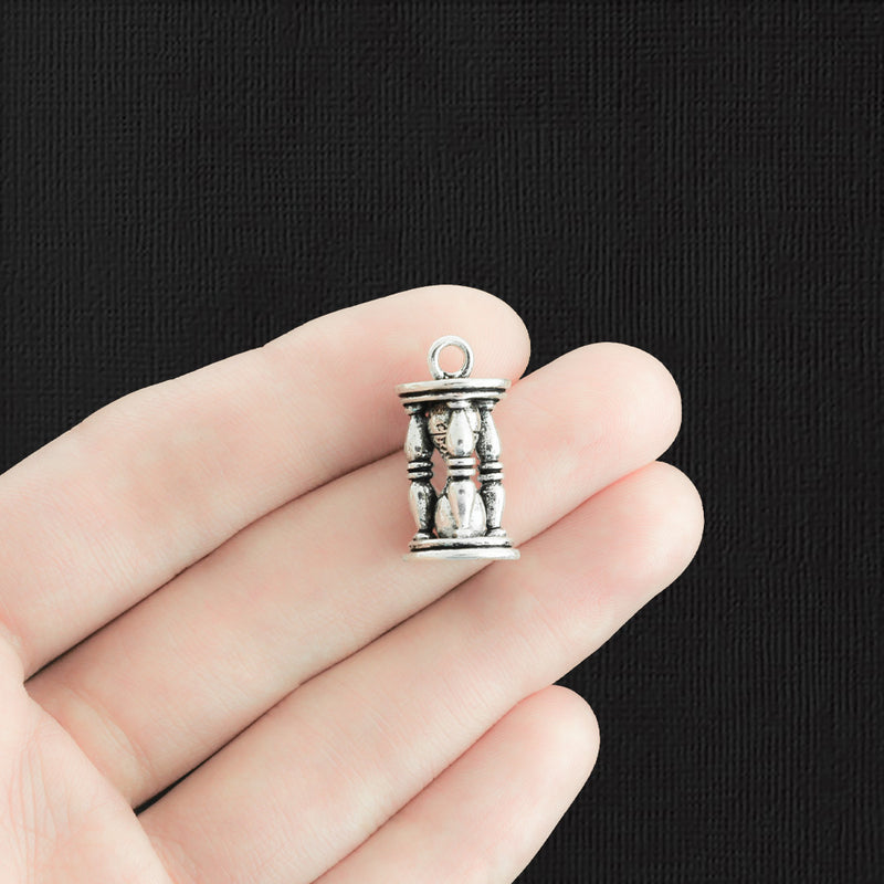 Hourglass Antique Silver Tone Charm 3D - SC3707