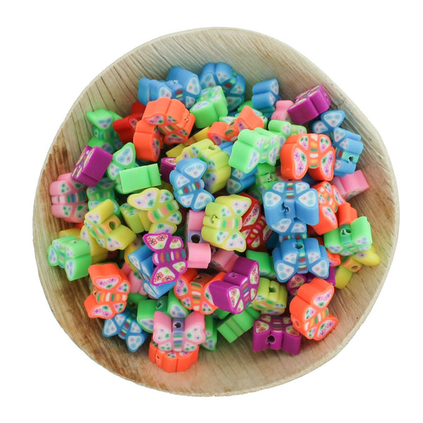 Assorted Butterfly Polymer Clay Beads 13mm x 11mm - 25 Beads - BD2654