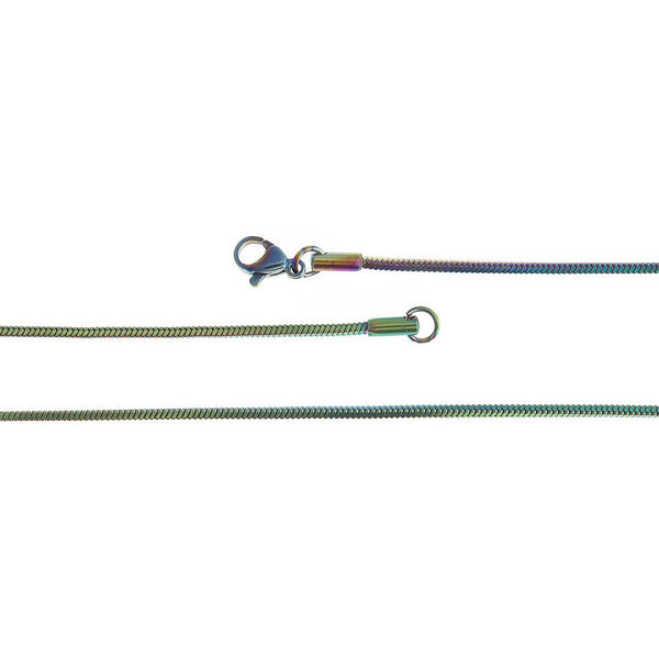 Colliers de chaîne de serpent en acier inoxydable plaqué arc-en-ciel 19 "- 1,5 mm - 5 colliers - N815