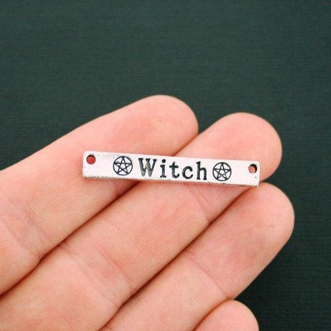 4 Witch Connector Antique Silver Tone Charms - SC6116