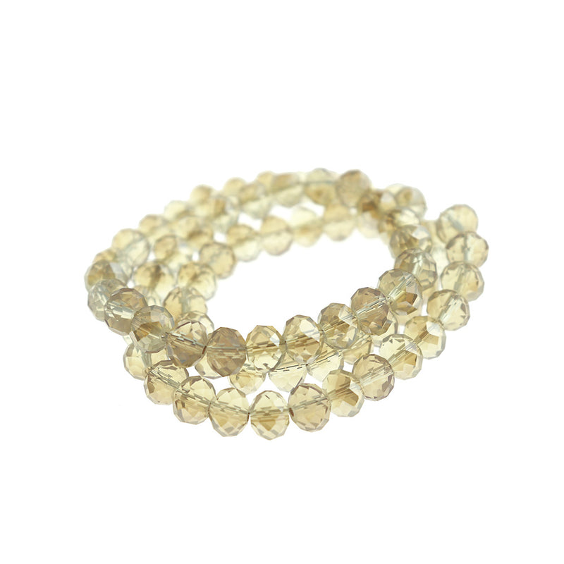 Faceted Glass Beads 8mm x 5mm - Metallic Gold - 1 Strand 70 Beads - BD1645
