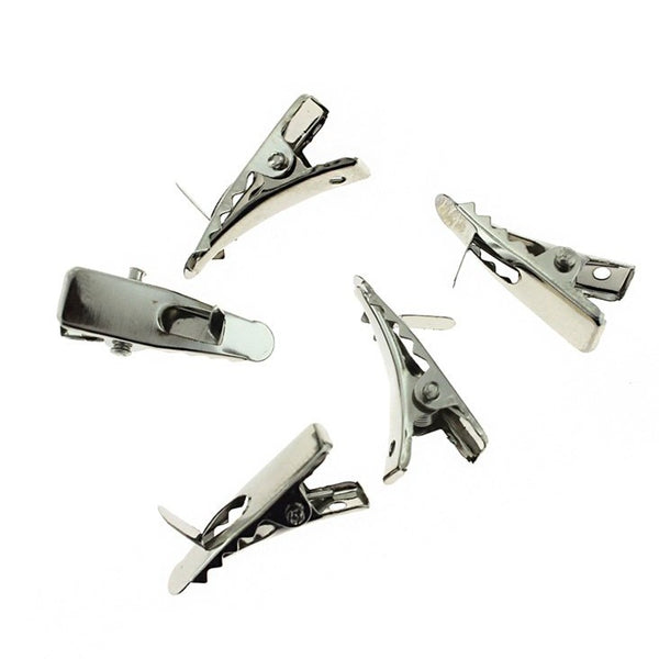 Silver Tone Hair Clips - 24mm x 10mm - 5 Pieces - Z1140