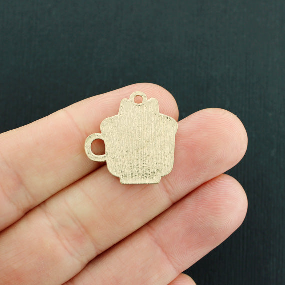 4 Black Cat Gold Tone Enamel Charms - E683