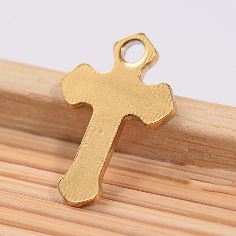 SALE Cross Stamping Blanks - Gold Stainless Steel - 15mm x 10mm - 2 Tags - MT071