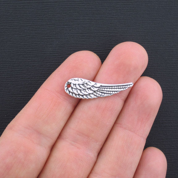 BULK 40 Angel Wing Antique Silver Tone Charms 2 faces - SC3359