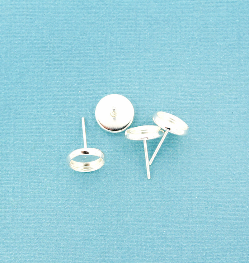 Stainless Steel Earrings - Stud Cabochon - 10mm x 2mm - 4 Pieces or 2 Pairs - Z1050