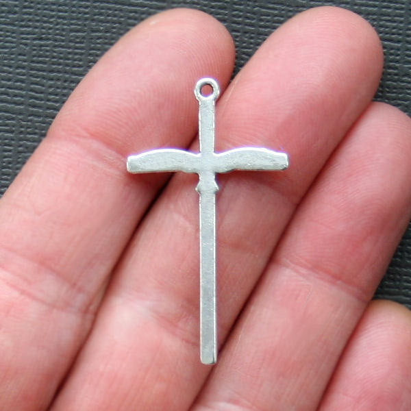 5 Cross Antique Silver Tone Charms - SC1042