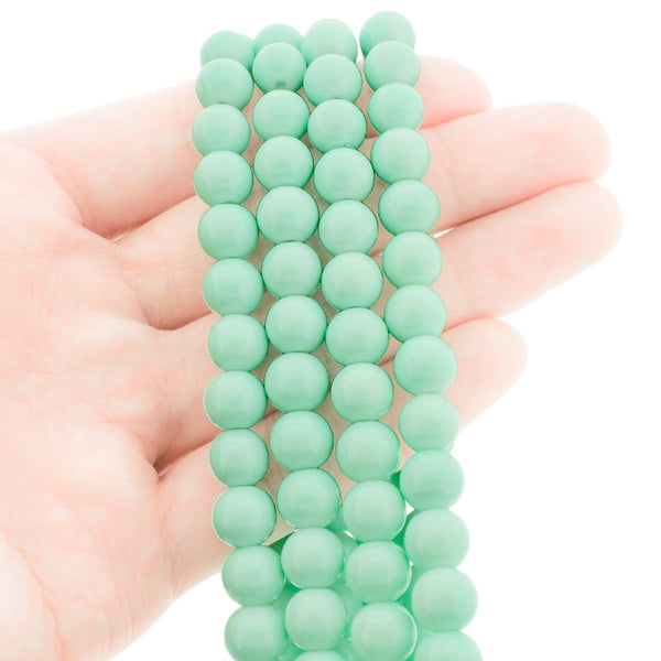 Perles Imitation Jade Rondes 8mm - Vert Mer - 1 Rang 50 Perles - BD1695