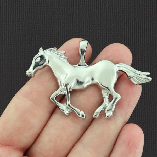 2 Horse Silver Tone Charms - SC9003