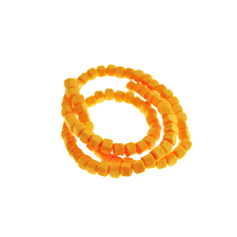 Cube Polymer Clay Beads 5mm - Yellow Orange - 1 Strand 86 Beads - BD2295