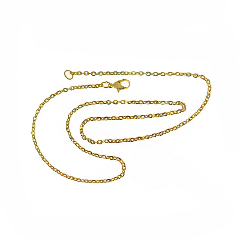 Gold Tone Cable Chain Necklaces 18" - 2mm - 1 Necklace - N022