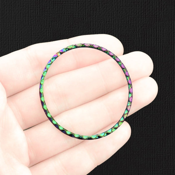 2 Linking Ring Rainbow Electroplated Enamel Charms - 45mm - E1410