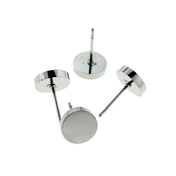 Clous d'oreilles en acier inoxydable argenté - 8 mm - 2 pièces 1 paire - Z574