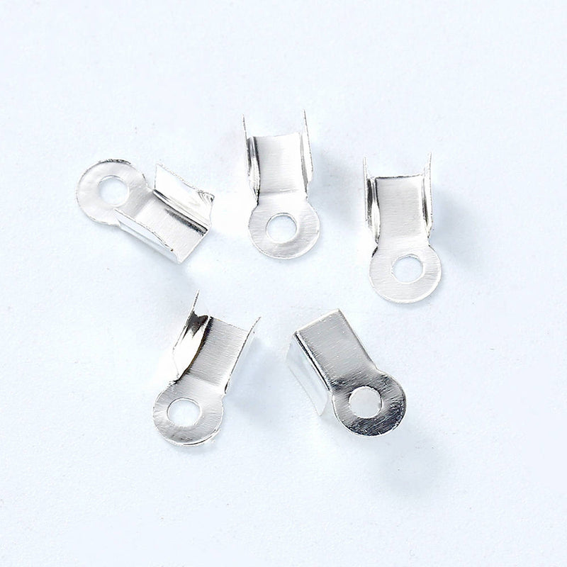 Silver Tone Cord Ends - 8mm x 4mm - 500 Pieces - FD506