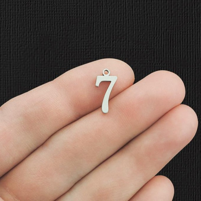 8 Number 7 Stainless Steel Charms - SSP291